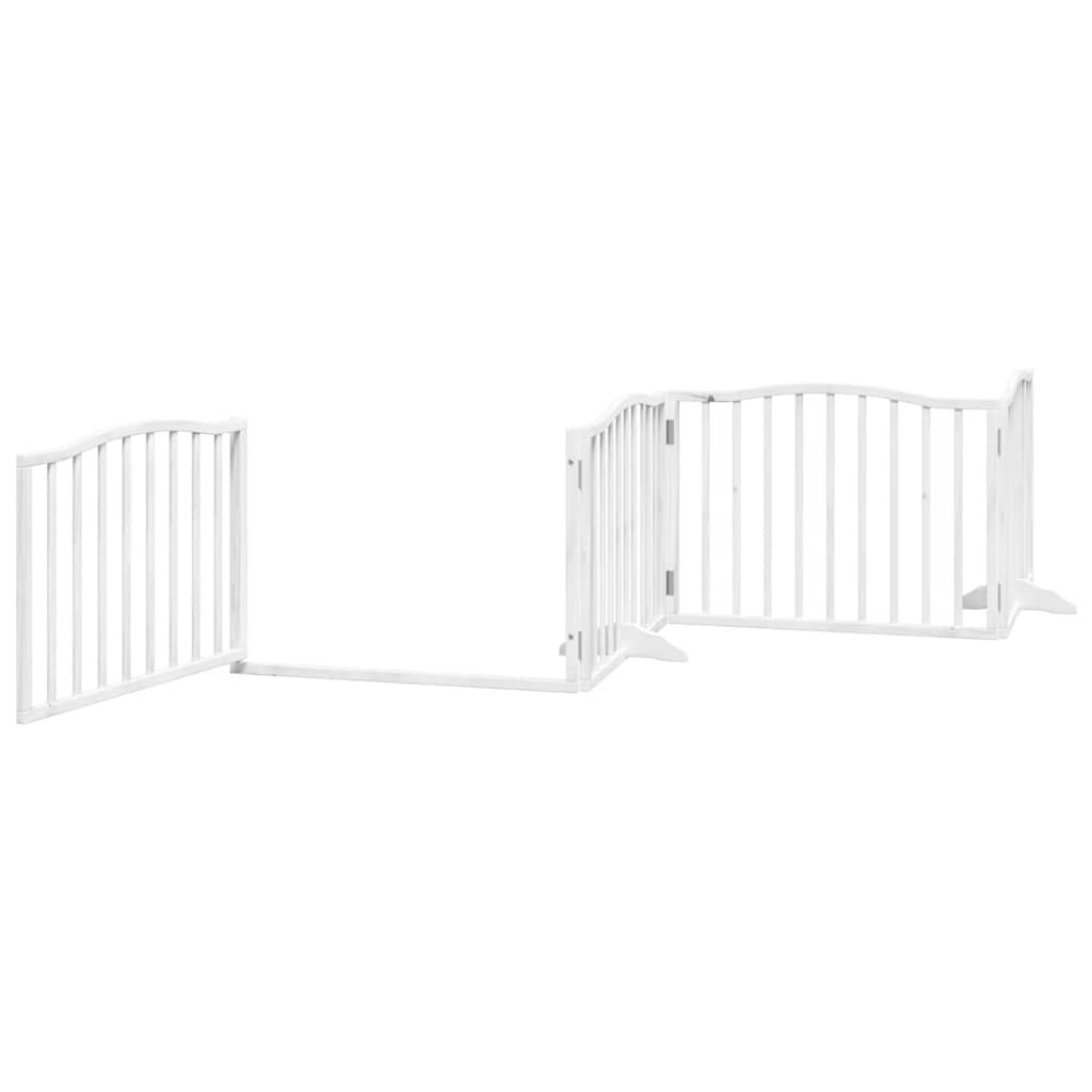 Dog Gate with Door Foldable 6 Panels White 480 cm Poplar Wood