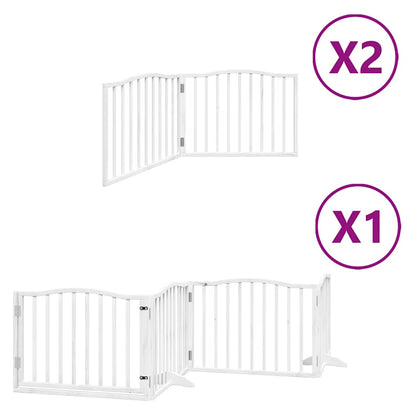 Dog Gate with Door Foldable 8 Panels White 640 cm Poplar Wood