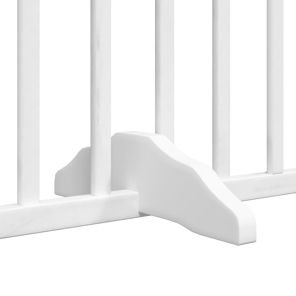 Dog Gate with Door Foldable 8 Panels White 640 cm Poplar Wood
