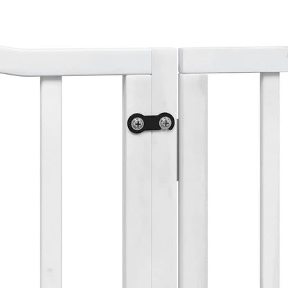 Dog Gate with Door Foldable 8 Panels White 640 cm Poplar Wood