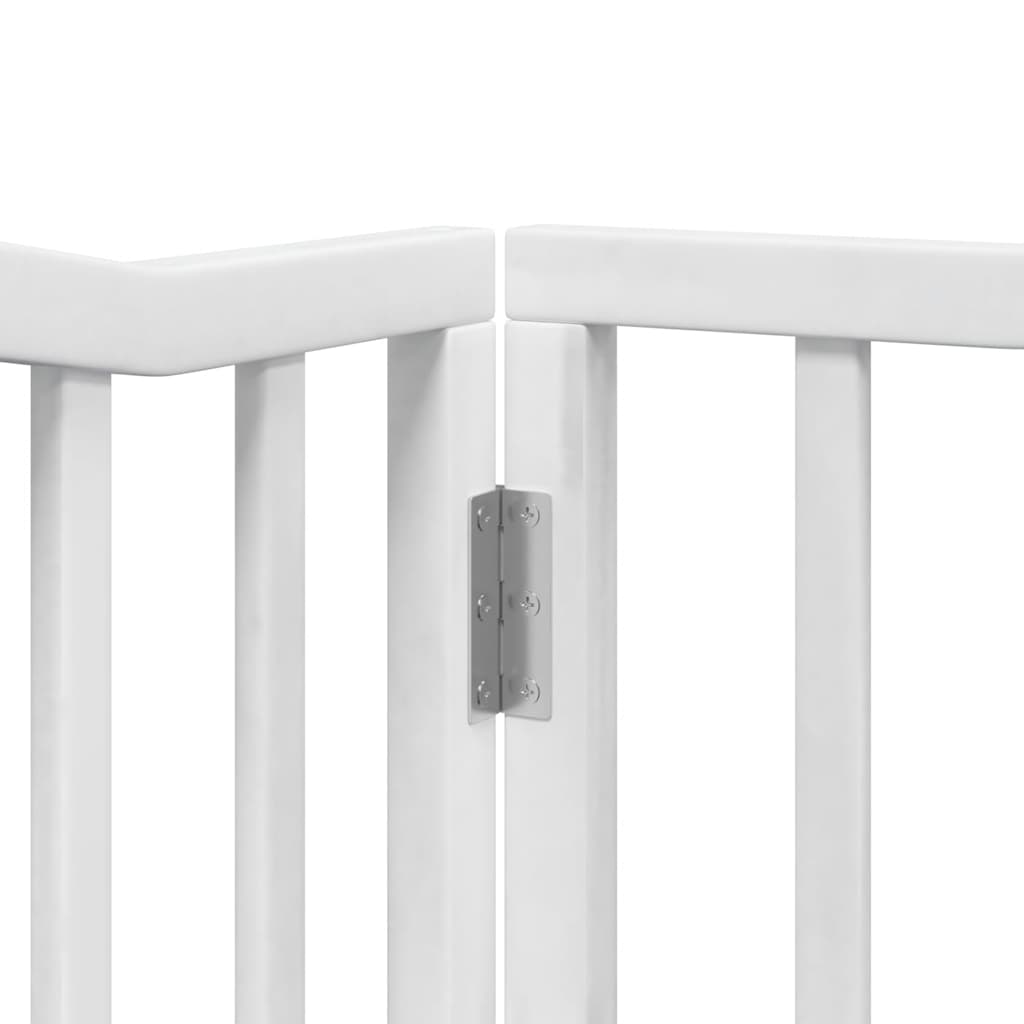 Dog Gate with Door Foldable 8 Panels White 640 cm Poplar Wood