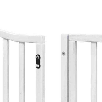 Dog Gate with Door Foldable 8 Panels White 640 cm Poplar Wood