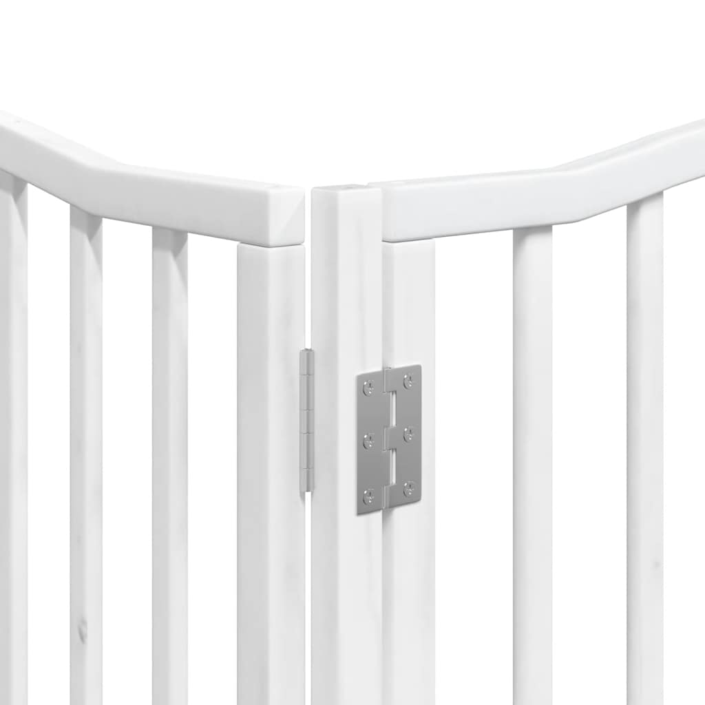 Dog Gate with Door Foldable 8 Panels White 640 cm Poplar Wood