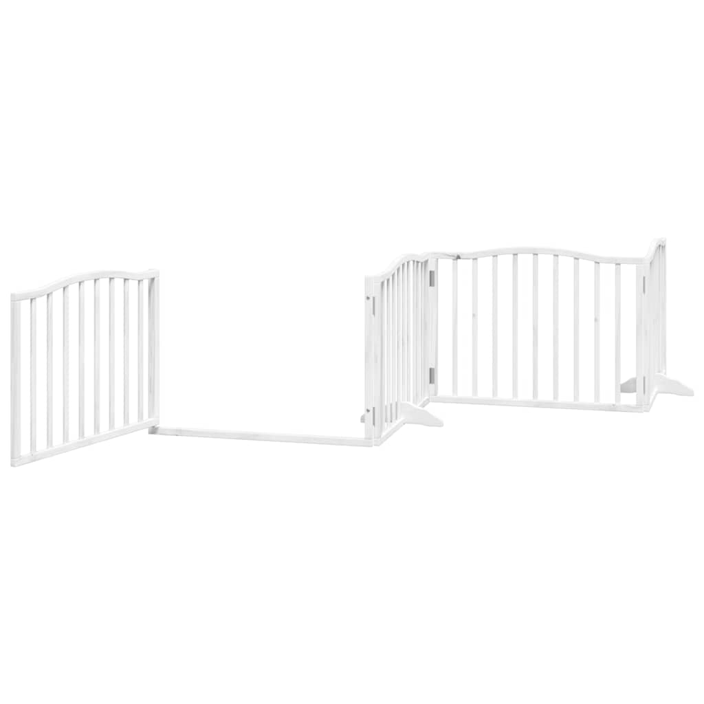 Dog Gate with Door Foldable 10 Panels White 800 cm Poplar Wood