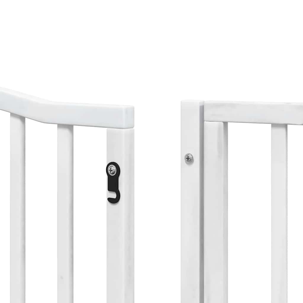 Dog Gate with Door Foldable 10 Panels White 800 cm Poplar Wood