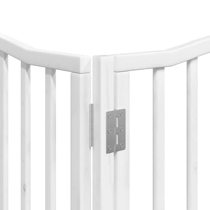 Dog Gate with Door Foldable 10 Panels White 800 cm Poplar Wood