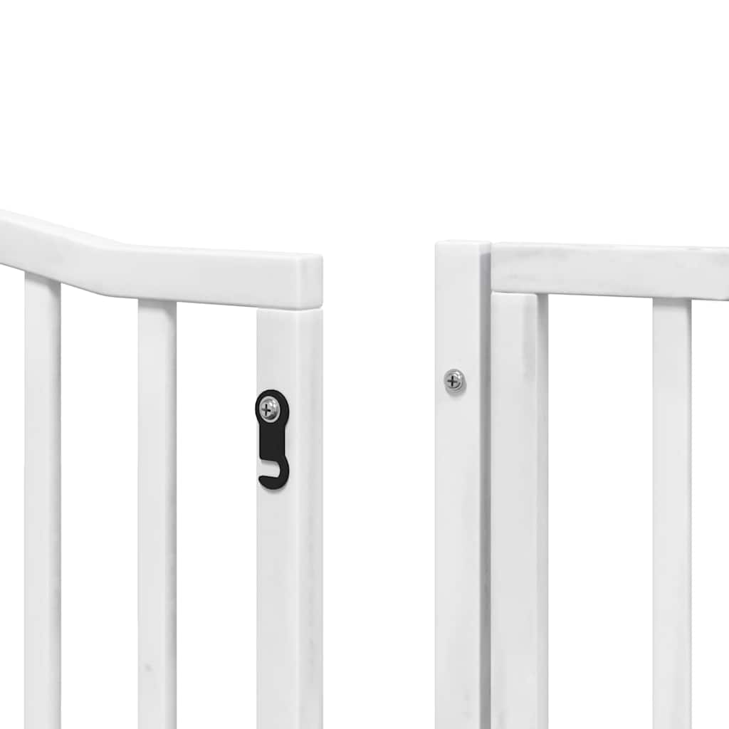 Dog Gate with Door Foldable 12 Panels White 960 cm Poplar Wood