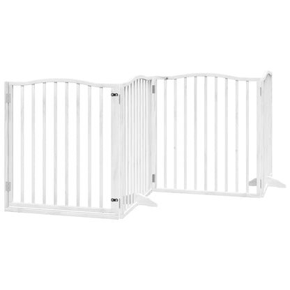 Dog Gate with Door Foldable 6 Panels White 480 cm Poplar Wood