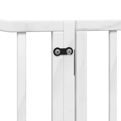 Dog Gate with Door Foldable 6 Panels White 480 cm Poplar Wood