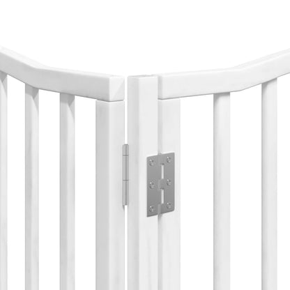 Dog Gate with Door Foldable 6 Panels White 480 cm Poplar Wood