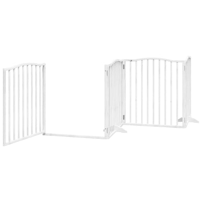 Dog Gate with Door Foldable 8 Panels White 640 cm Poplar Wood