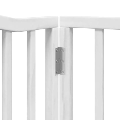 Dog Gate with Door Foldable 8 Panels White 640 cm Poplar Wood