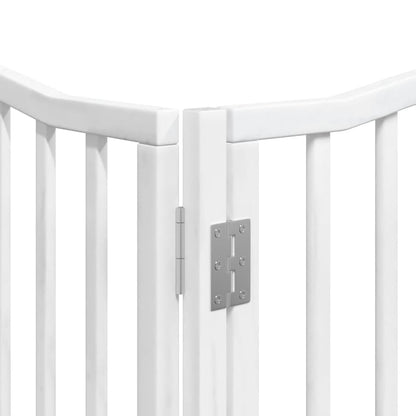 Dog Gate with Door Foldable 8 Panels White 640 cm Poplar Wood