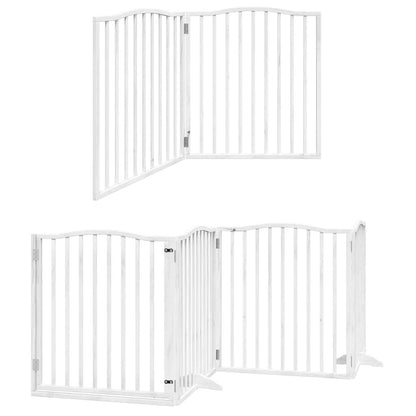 Dog Gate with Door Foldable 10 Panels White 800 cm Poplar Wood