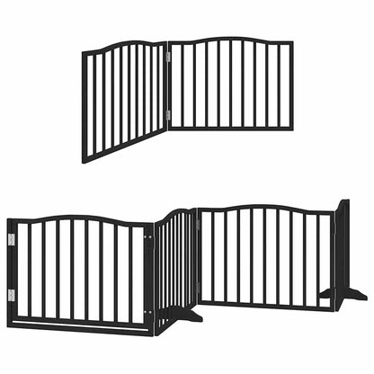 Dog Gate with Door Foldable 6 Panels Black 480 cm Poplar Wood