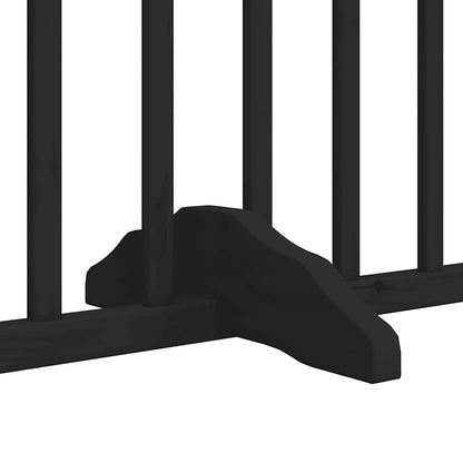 Dog Gate with Door Foldable 6 Panels Black 480 cm Poplar Wood