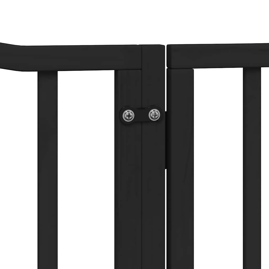 Dog Gate with Door Foldable 6 Panels Black 480 cm Poplar Wood