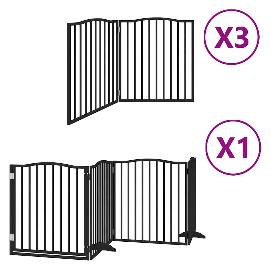 Dog Gate with Door Foldable 10 Panels Black 800 cm Poplar Wood