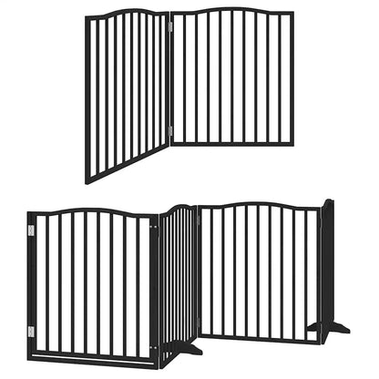 Dog Gate with Door Foldable 10 Panels Black 800 cm Poplar Wood