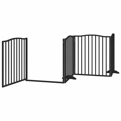 Dog Gate with Door Foldable 10 Panels Black 800 cm Poplar Wood