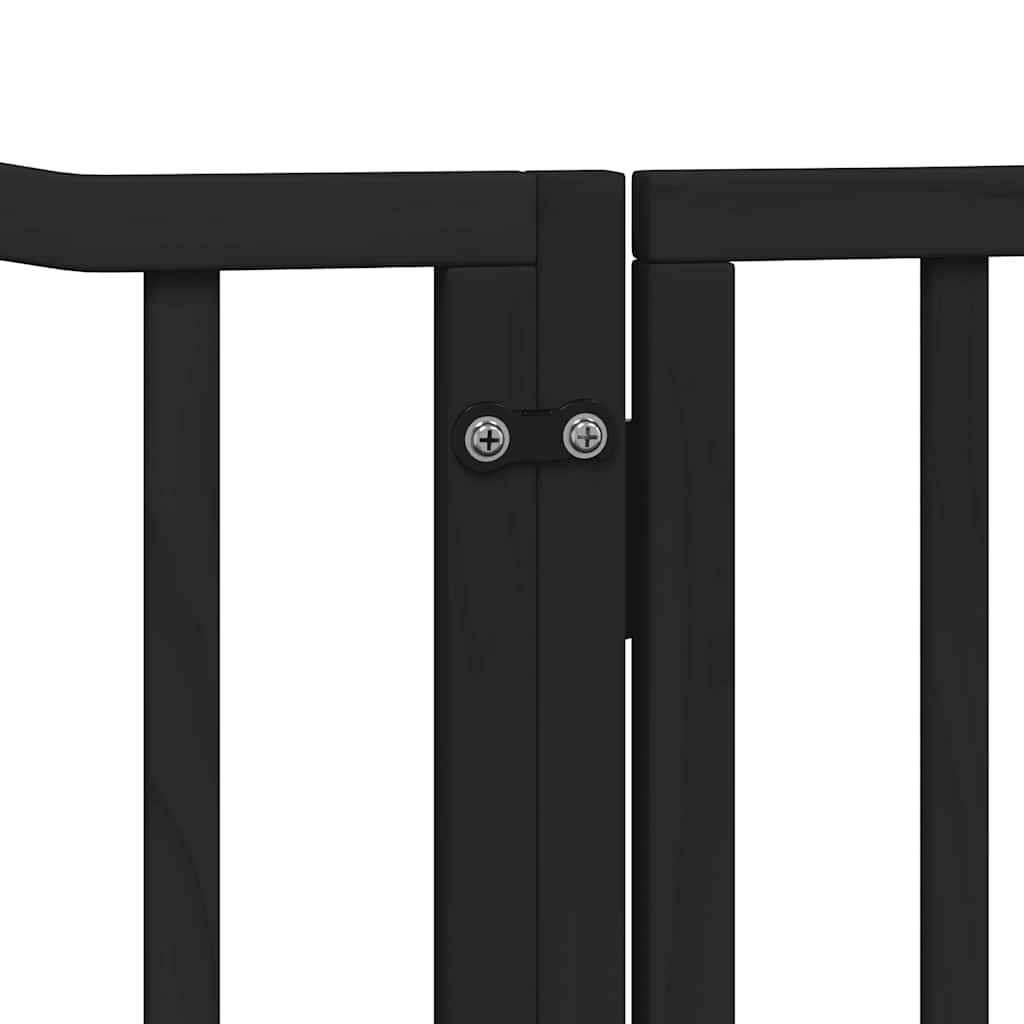 Dog Gate with Door Foldable 10 Panels Black 800 cm Poplar Wood