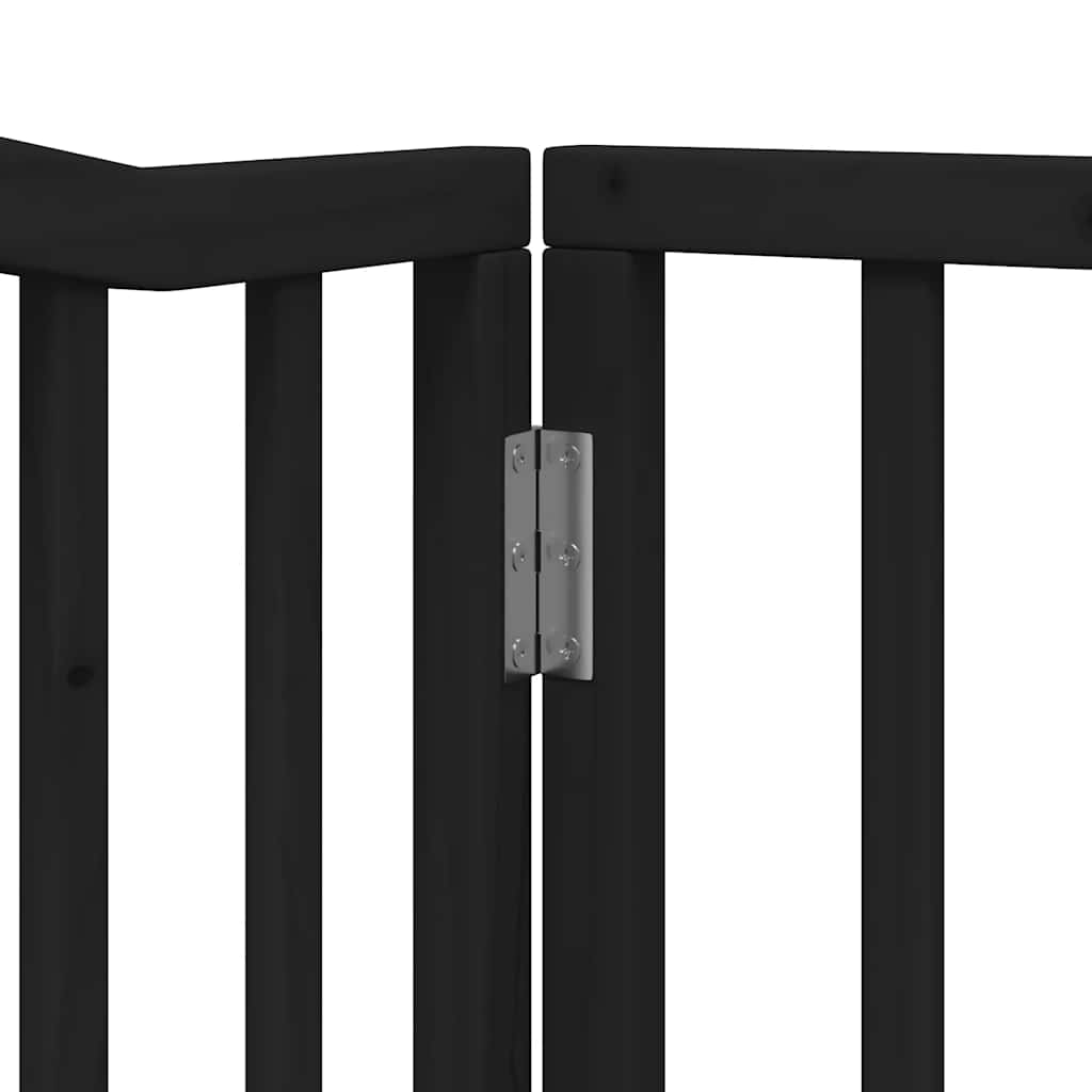Dog Gate with Door Foldable 10 Panels Black 800 cm Poplar Wood