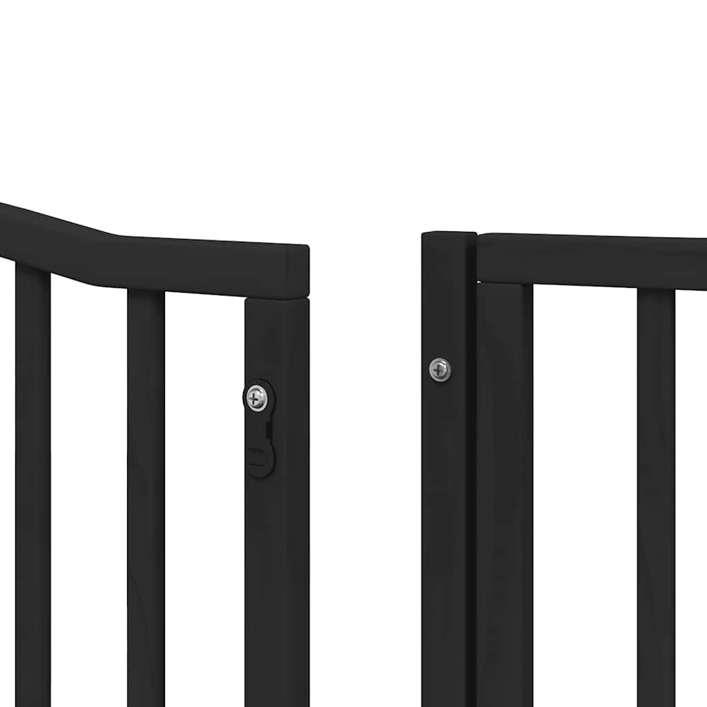 Dog Gate with Door Foldable 10 Panels Black 800 cm Poplar Wood