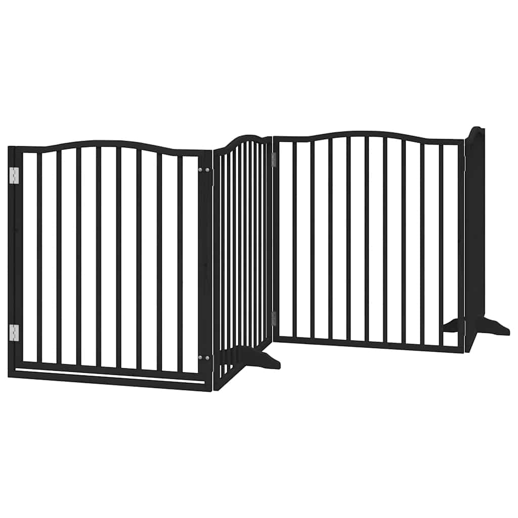 Dog Gate with Door Foldable 12 Panels Black 960 cm Poplar Wood
