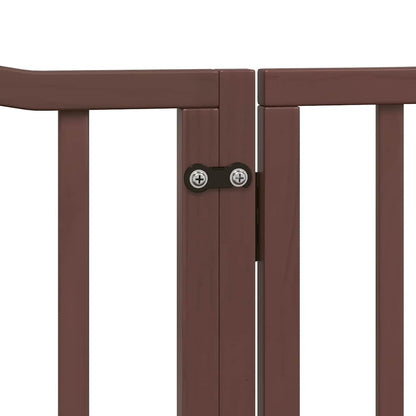 Dog Gate with Door Foldable 6 Panels Brown 480 cm Poplar Wood