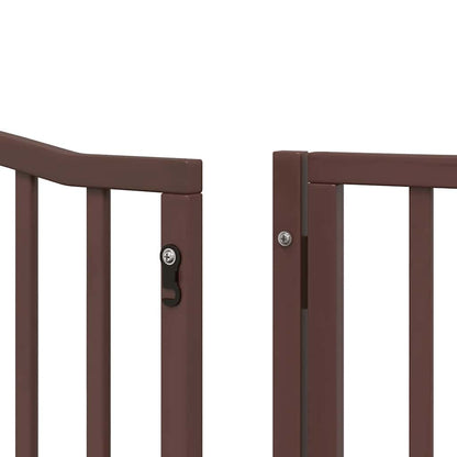 Dog Gate with Door Foldable 6 Panels Brown 480 cm Poplar Wood