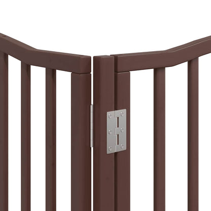 Dog Gate with Door Foldable 6 Panels Brown 480 cm Poplar Wood