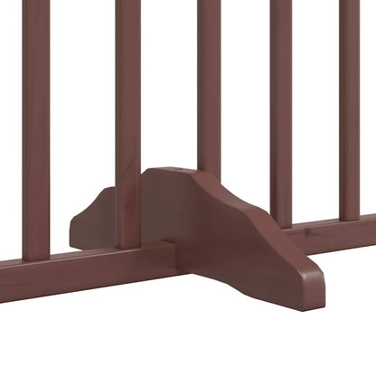 Dog Gate with Door Foldable 8 Panels Brown 640 cm Poplar Wood