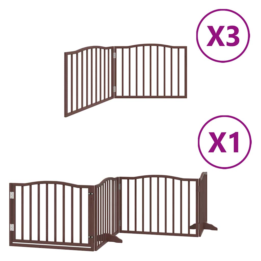Dog Gate with Door Foldable 10 Panels Brown 800 cm Poplar Wood
