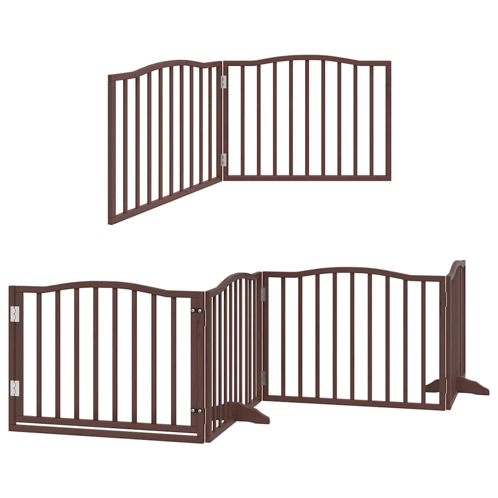 Dog Gate with Door Foldable 10 Panels Brown 800 cm Poplar Wood