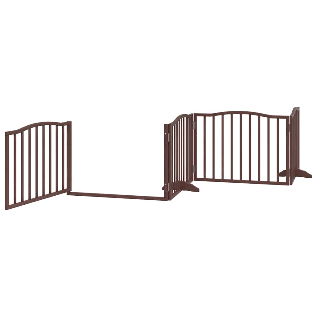 Dog Gate with Door Foldable 10 Panels Brown 800 cm Poplar Wood
