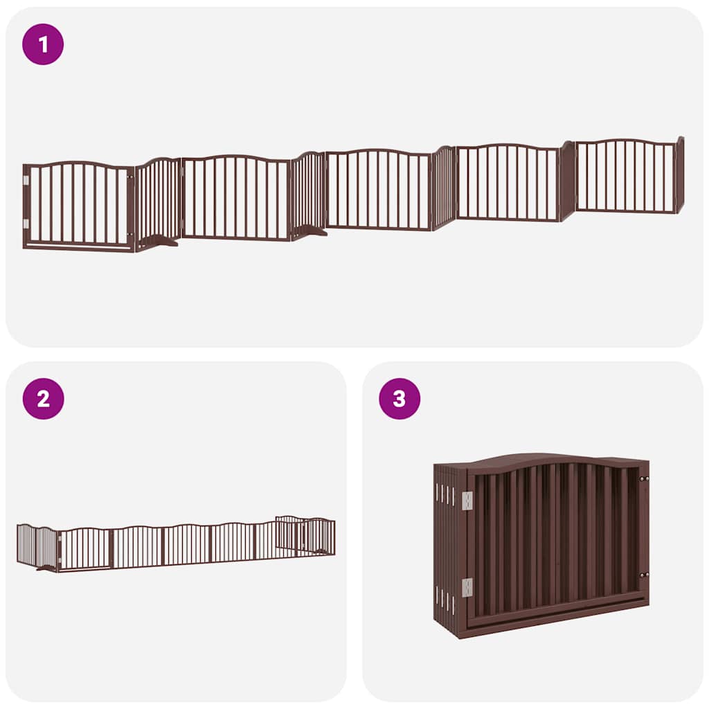 Dog Gate with Door Foldable 10 Panels Brown 800 cm Poplar Wood