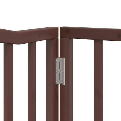 Dog Gate with Door Foldable 10 Panels Brown 800 cm Poplar Wood