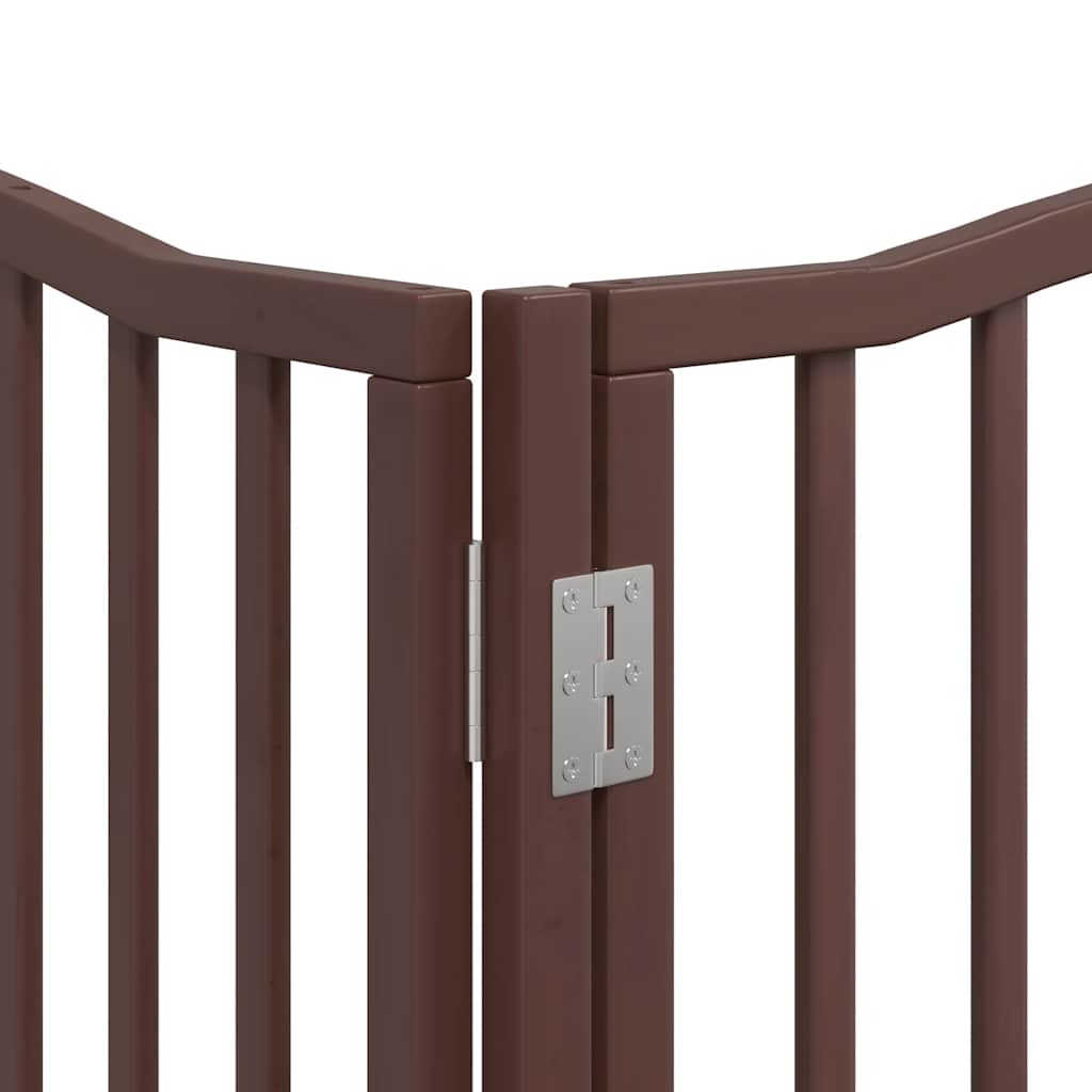 Dog Gate with Door Foldable 10 Panels Brown 800 cm Poplar Wood