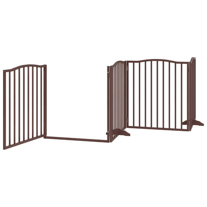 Dog Gate with Door Foldable 6 Panels Brown 480 cm Poplar Wood