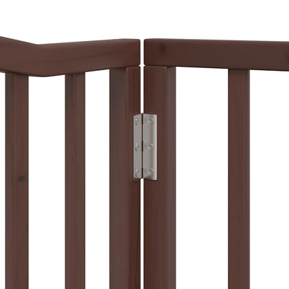 Dog Gate with Door Foldable 8 Panels Brown 640 cm Poplar Wood
