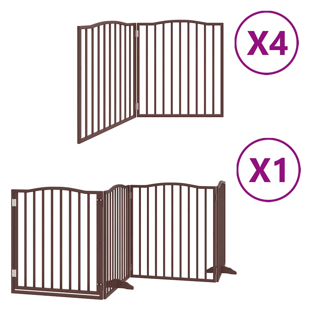 Dog Gate with Door Foldable 12 Panels Brown 960 cm Poplar Wood