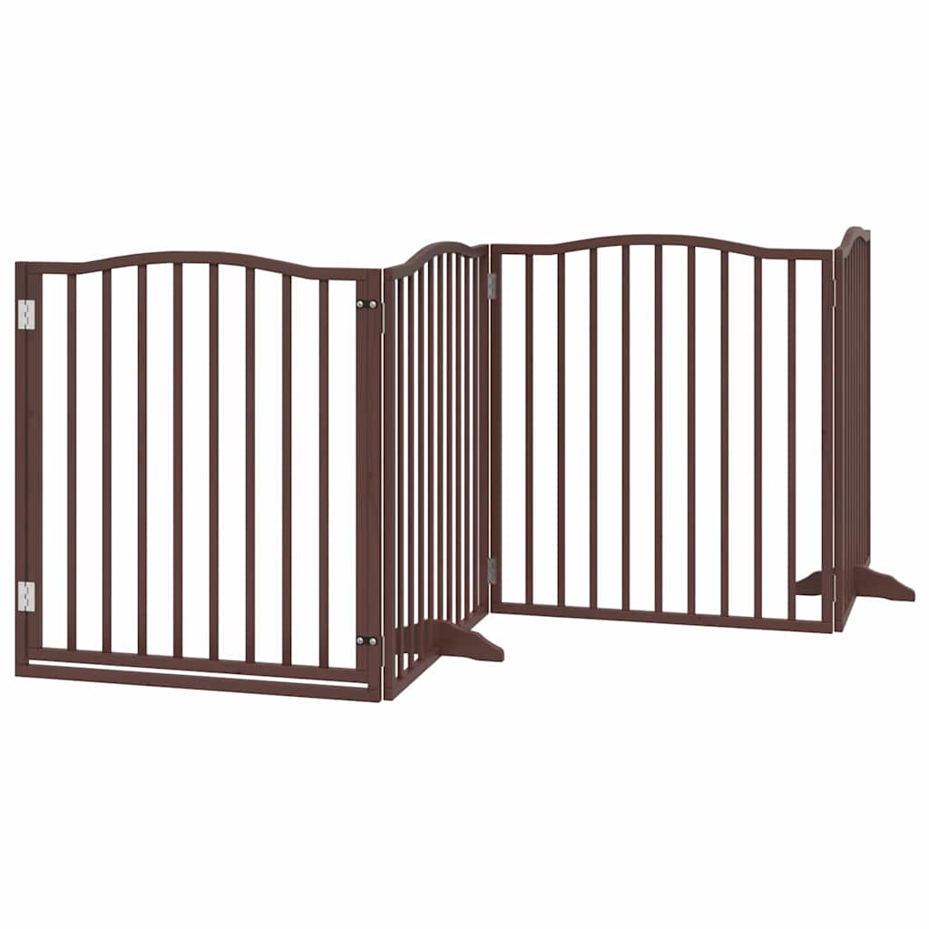 Dog Gate with Door Foldable 12 Panels Brown 960 cm Poplar Wood