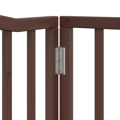 Dog Gate with Door Foldable 12 Panels Brown 960 cm Poplar Wood