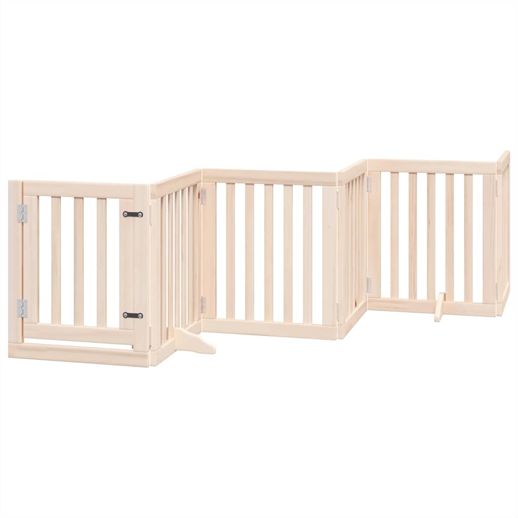 Dog Gate with Door Foldable 9 Panels 450 cm Poplar Wood