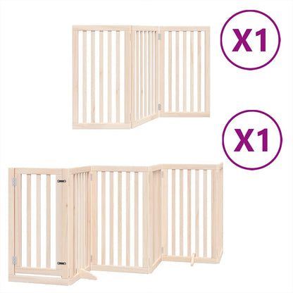 Dog Gate with Door Foldable 9 Panels 450 cm Poplar Wood