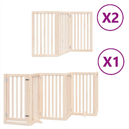 Dog Gate with Door Foldable 12 Panels 600 cm Poplar Wood