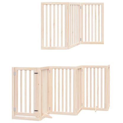 Dog Gate with Door Foldable 12 Panels 600 cm Poplar Wood
