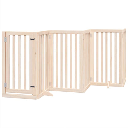 Dog Gate with Door Foldable 12 Panels 600 cm Poplar Wood