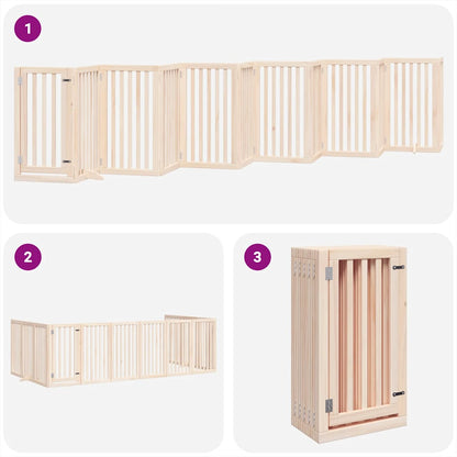 Dog Gate with Door Foldable 12 Panels 600 cm Poplar Wood