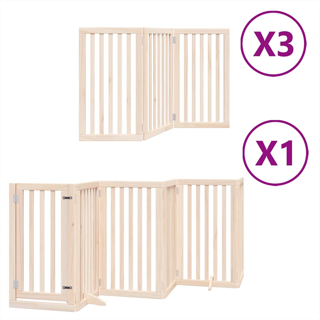 Dog Gate with Door Foldable 15 Panels 750 cm Poplar Wood